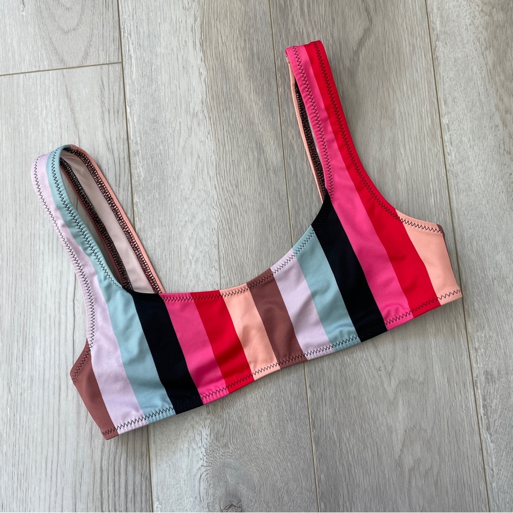 Solid & Striped Elle Bikini Top malibu stripe womens small colorful swim summer